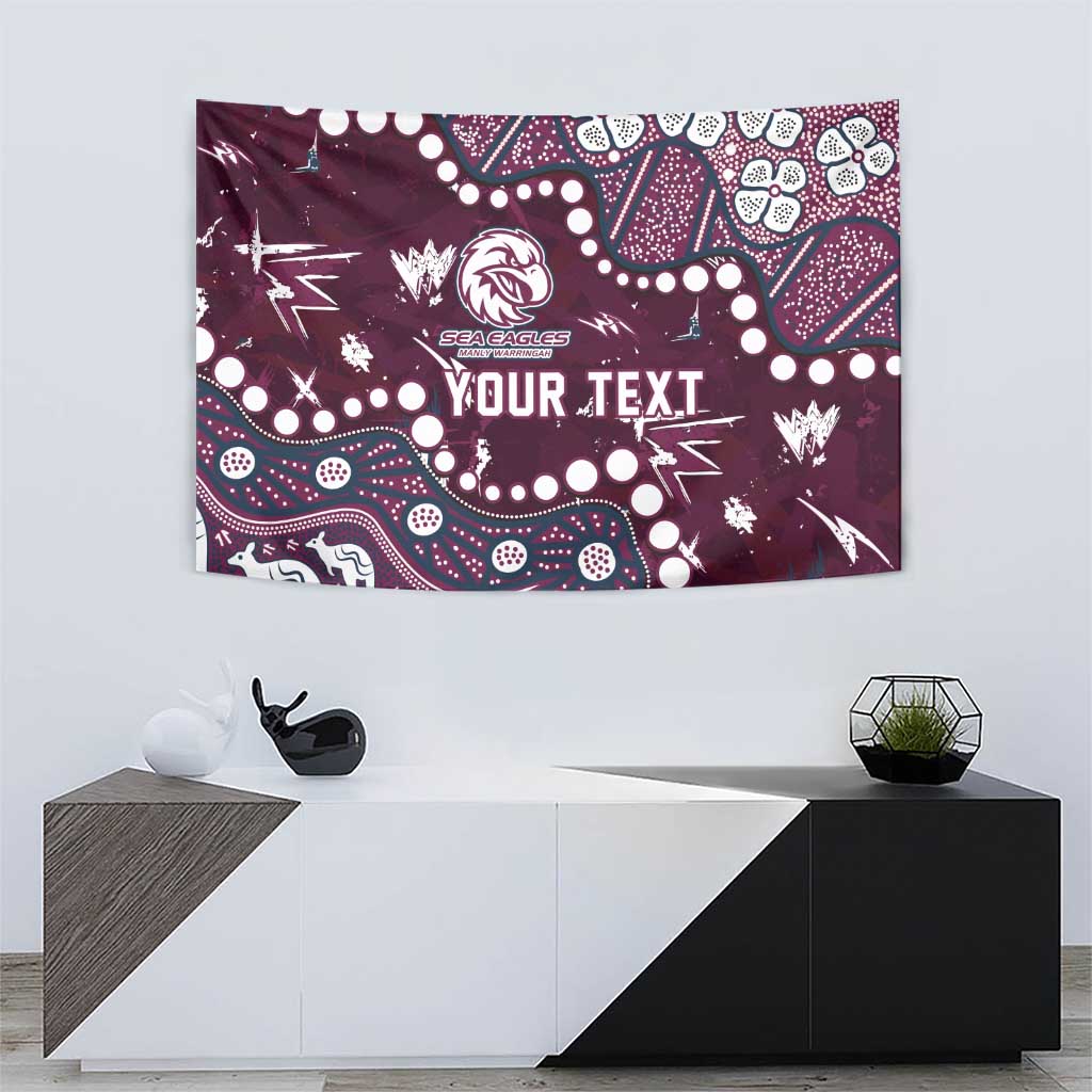 Personalized Manly Warringah Sea Eagles Tapestry Aboriginal Pattern with Graffiti Style Design