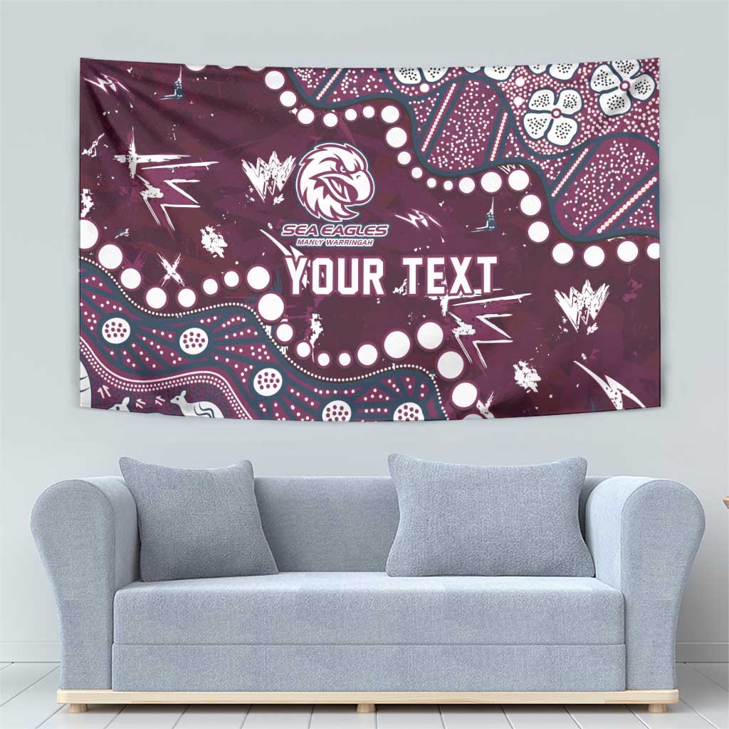 Personalized Manly Warringah Sea Eagles Tapestry Aboriginal Pattern with Graffiti Style Design