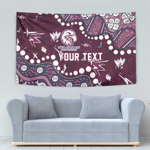 Personalized Manly Warringah Sea Eagles Tapestry Aboriginal Pattern with Graffiti Style Design