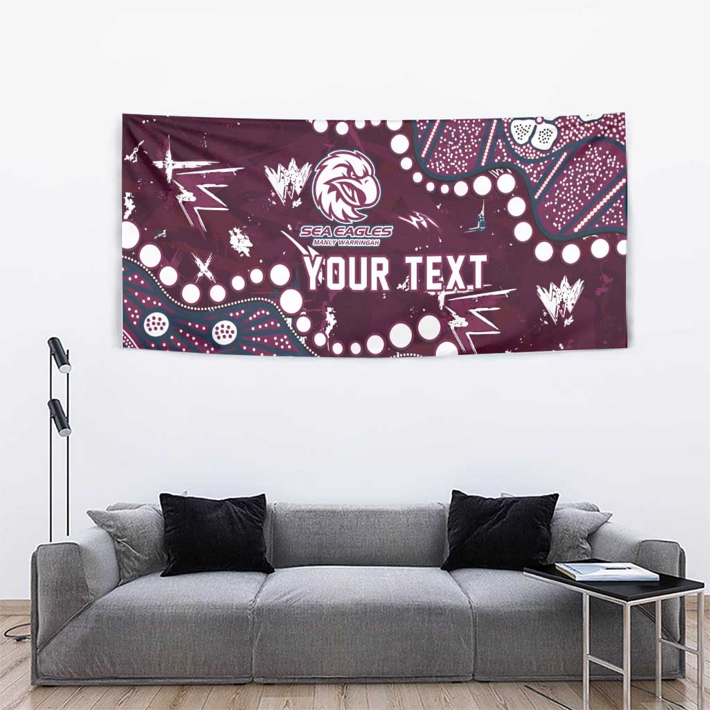 Personalized Manly Warringah Sea Eagles Tapestry Aboriginal Pattern with Graffiti Style Design