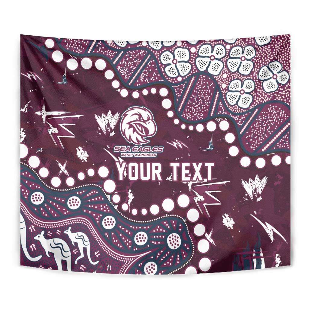 Personalized Manly Warringah Sea Eagles Tapestry Aboriginal Pattern with Graffiti Style Design