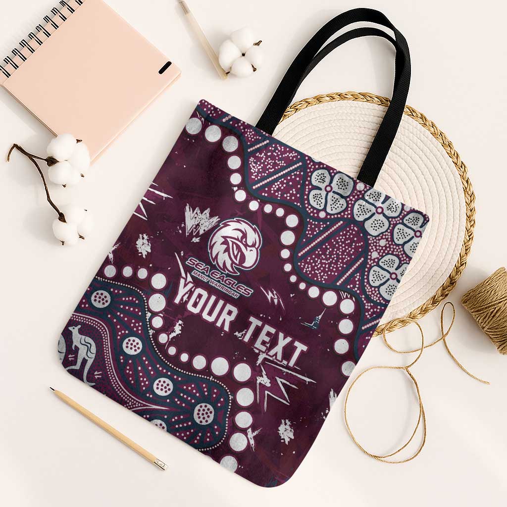 Personalized Manly Warringah Sea Eagles Tote Bag Aboriginal Pattern with Graffiti Style Design