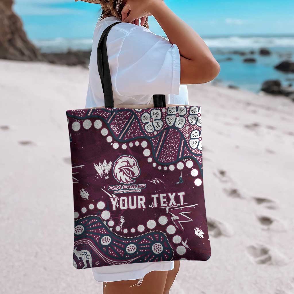 Personalized Manly Warringah Sea Eagles Tote Bag Aboriginal Pattern with Graffiti Style Design