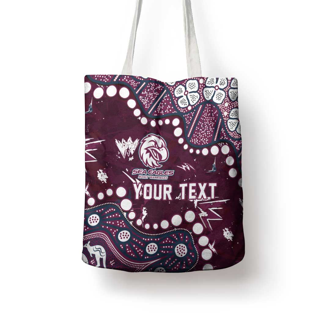 Personalized Manly Warringah Sea Eagles Tote Bag Aboriginal Pattern with Graffiti Style Design
