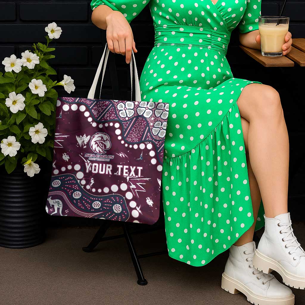 Personalized Manly Warringah Sea Eagles Tote Bag Aboriginal Pattern with Graffiti Style Design