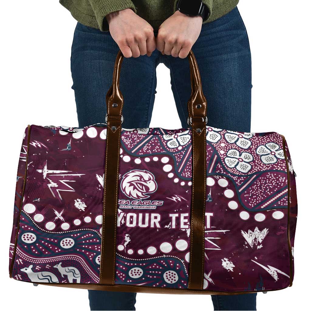 Personalized Manly Warringah Sea Eagles Travel Bag Aboriginal Pattern with Graffiti Style Design