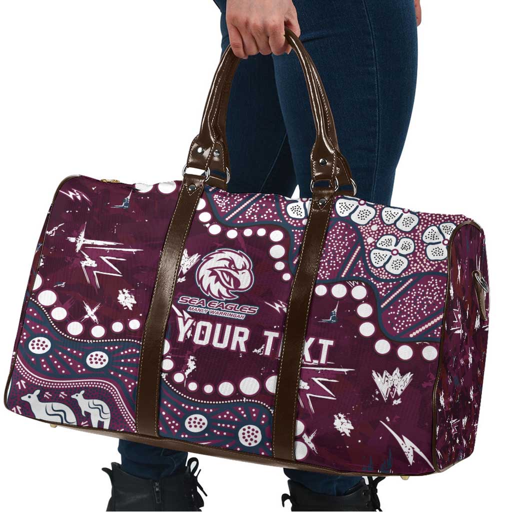 Personalized Manly Warringah Sea Eagles Travel Bag Aboriginal Pattern with Graffiti Style Design