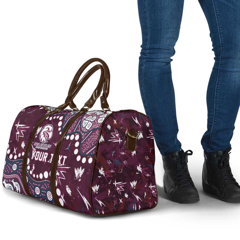 Personalized Manly Warringah Sea Eagles Travel Bag Aboriginal Pattern with Graffiti Style Design