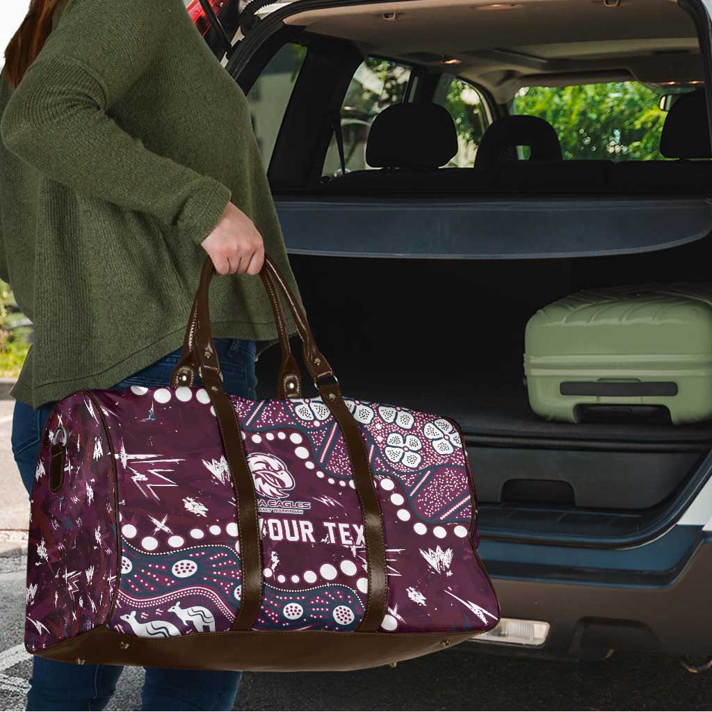 Personalized Manly Warringah Sea Eagles Travel Bag Aboriginal Pattern with Graffiti Style Design