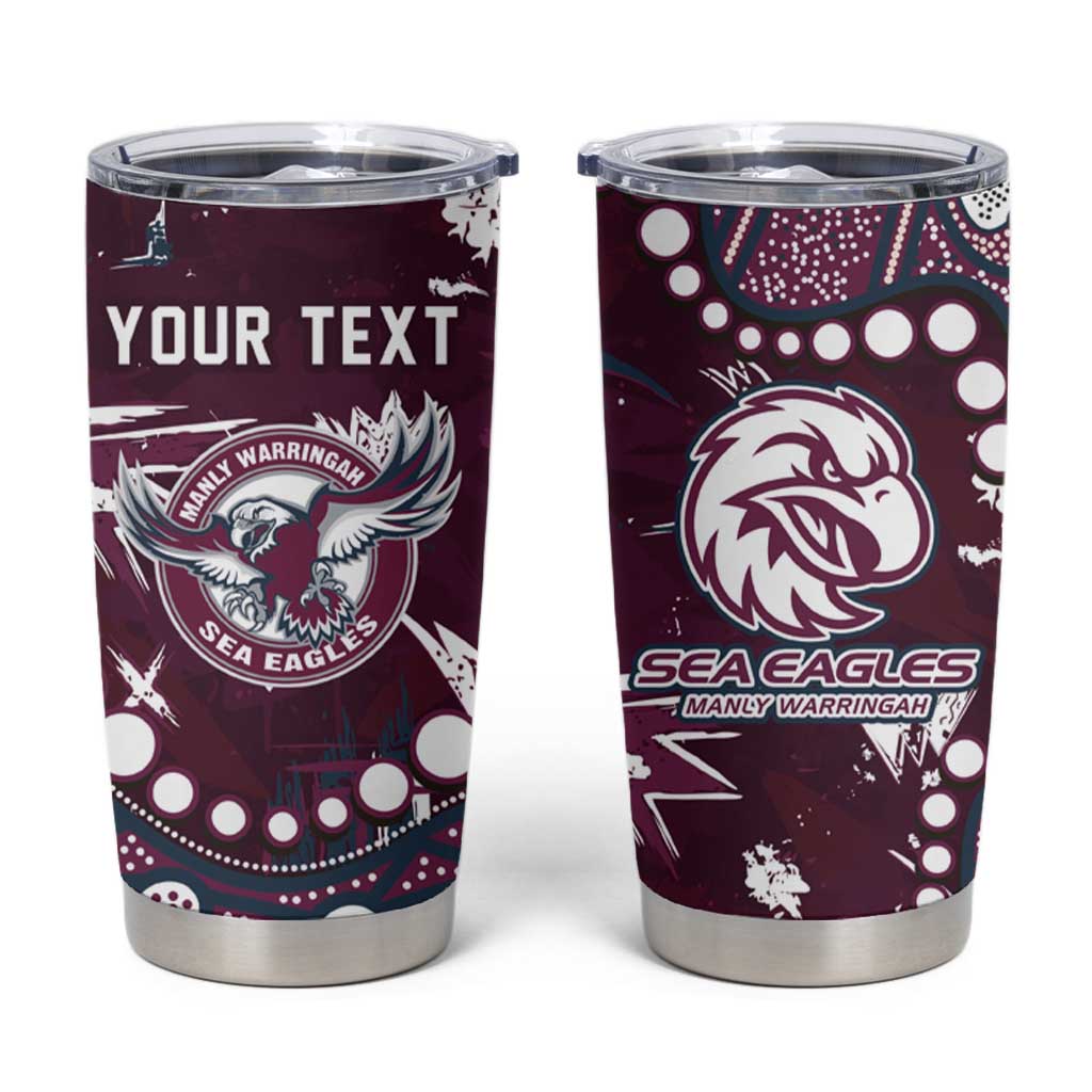 Personalized Manly Warringah Sea Eagles Tumbler Cup Aboriginal Pattern with Graffiti Style Design