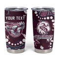 Personalized Manly Warringah Sea Eagles Tumbler Cup Aboriginal Pattern with Graffiti Style Design