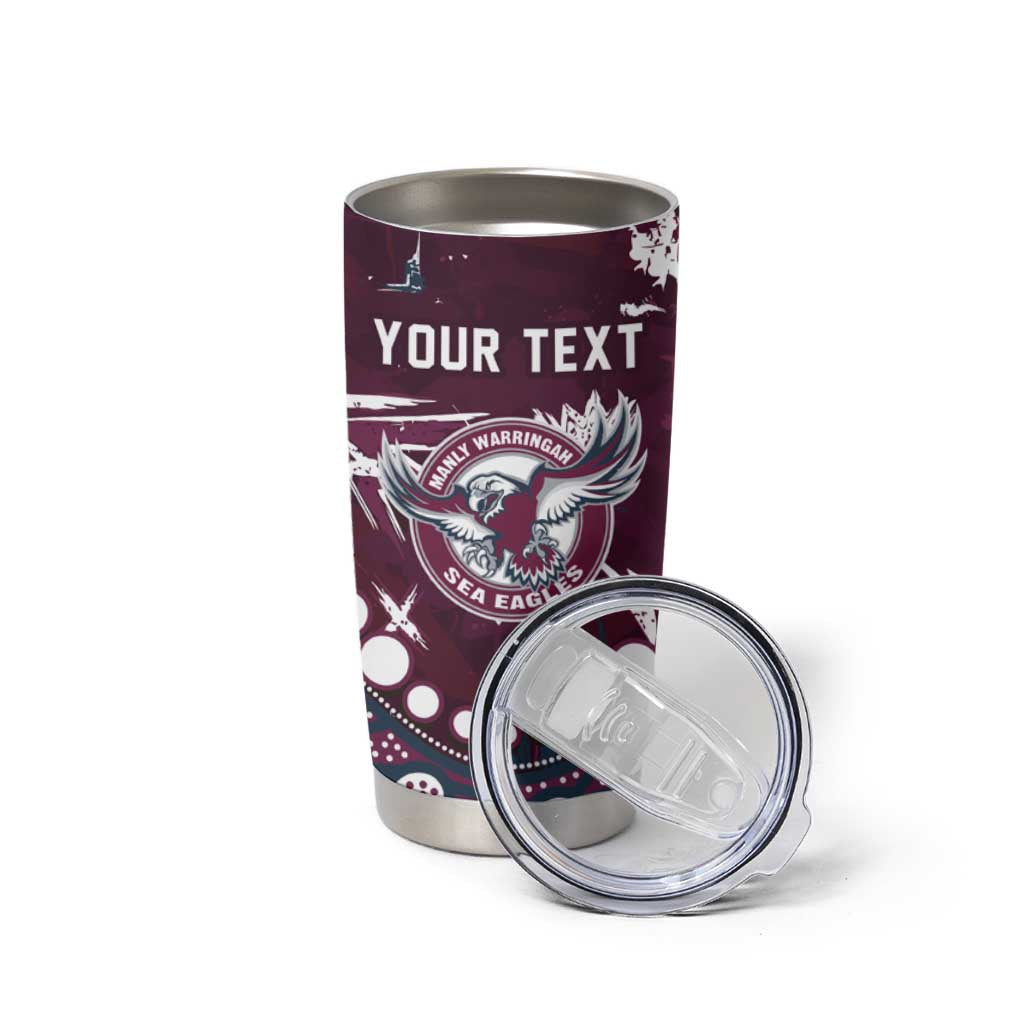 Personalized Manly Warringah Sea Eagles Tumbler Cup Aboriginal Pattern with Graffiti Style Design