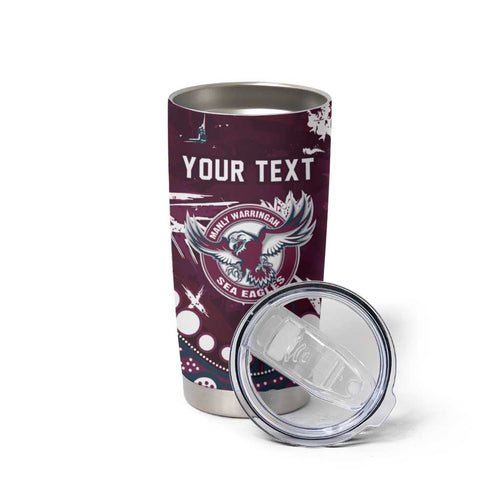 Personalized Manly Warringah Sea Eagles Tumbler Cup Aboriginal Pattern with Graffiti Style Design