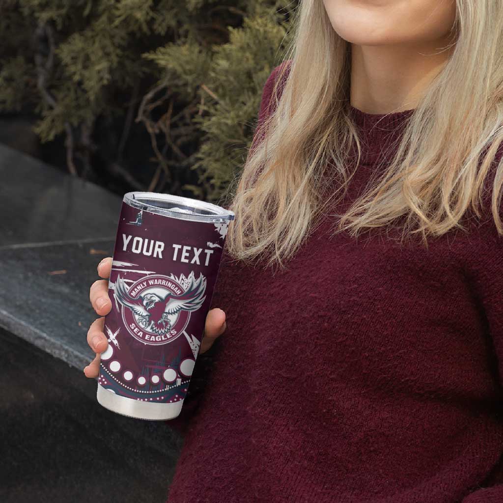 Personalized Manly Warringah Sea Eagles Tumbler Cup Aboriginal Pattern with Graffiti Style Design
