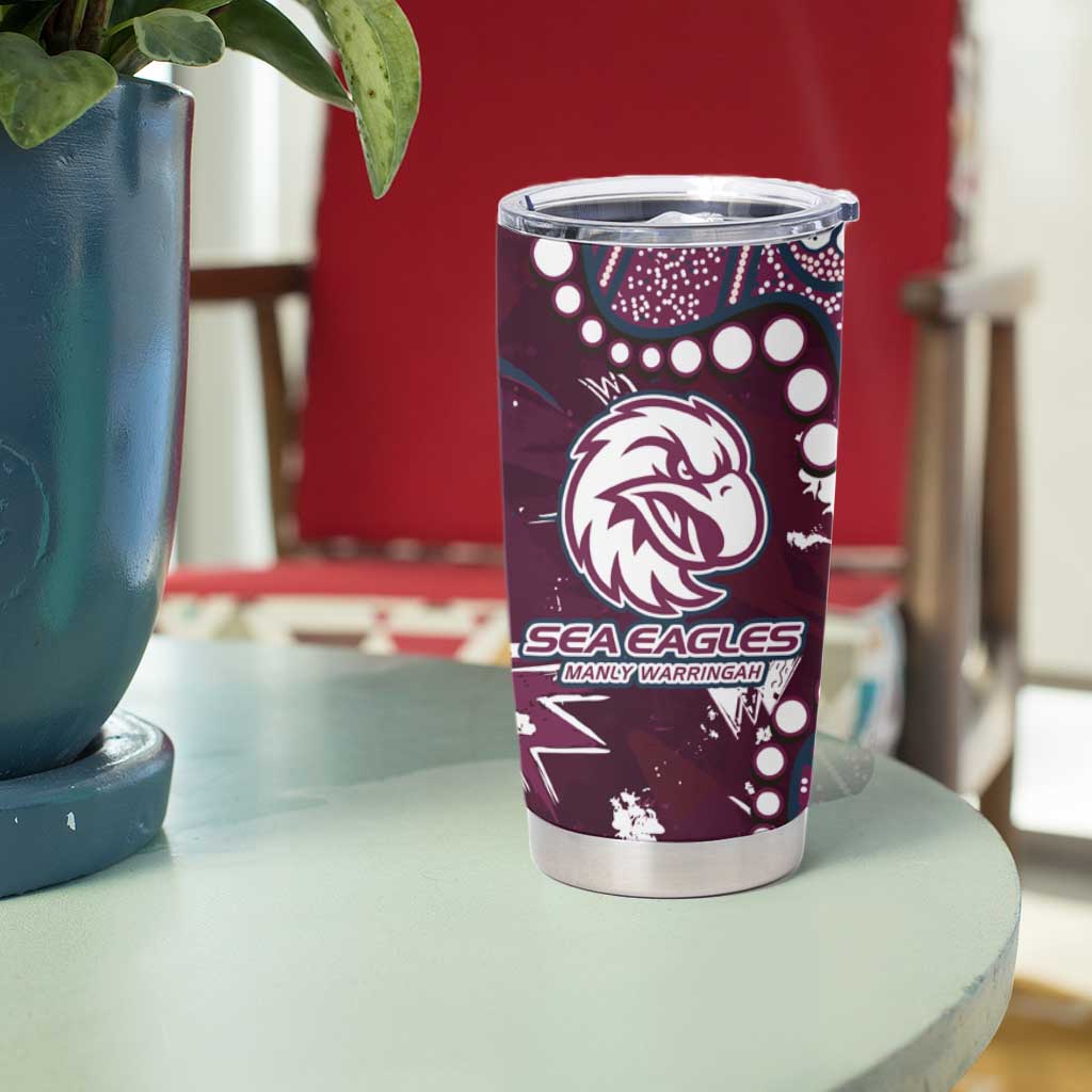 Personalized Manly Warringah Sea Eagles Tumbler Cup Aboriginal Pattern with Graffiti Style Design