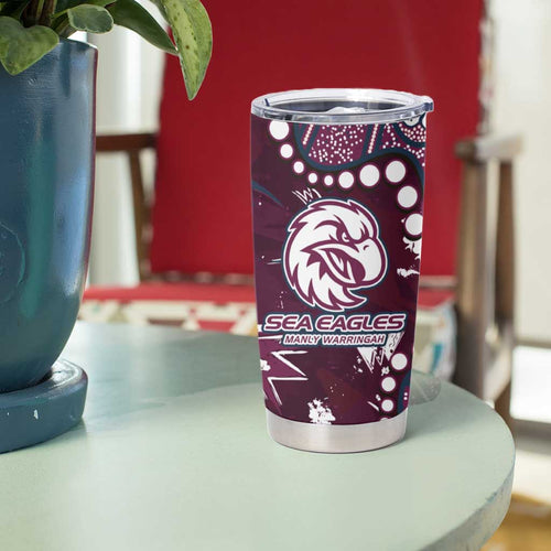Personalized Manly Warringah Sea Eagles Tumbler Cup Aboriginal Pattern with Graffiti Style Design