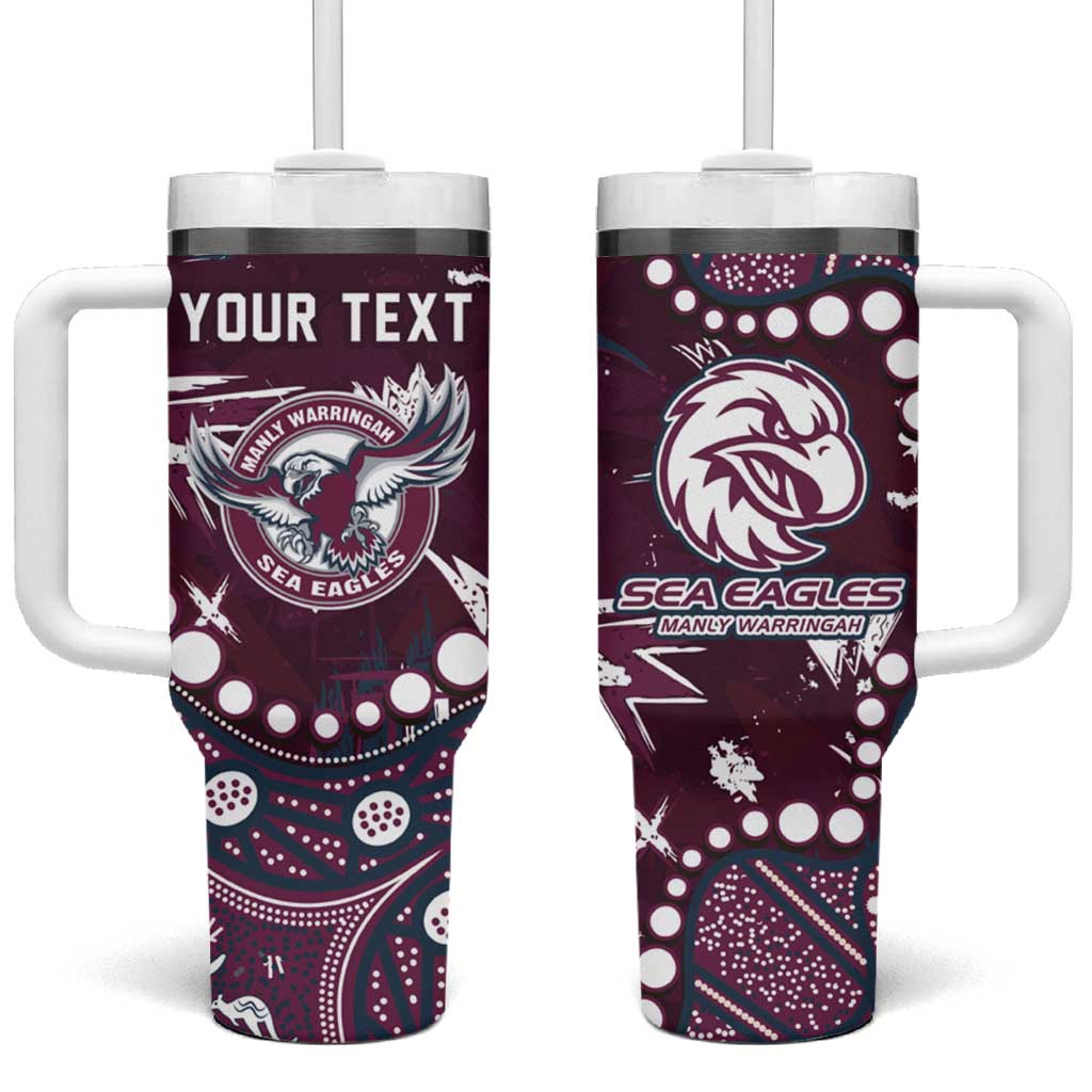 Personalized Manly Warringah Sea Eagles Tumbler With Handle Aboriginal Pattern with Graffiti Style Design