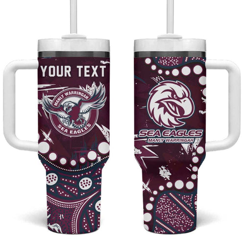Personalized Manly Warringah Sea Eagles Tumbler With Handle Aboriginal Pattern with Graffiti Style Design