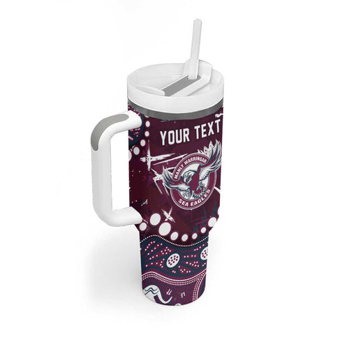 Personalized Manly Warringah Sea Eagles Tumbler With Handle Aboriginal Pattern with Graffiti Style Design