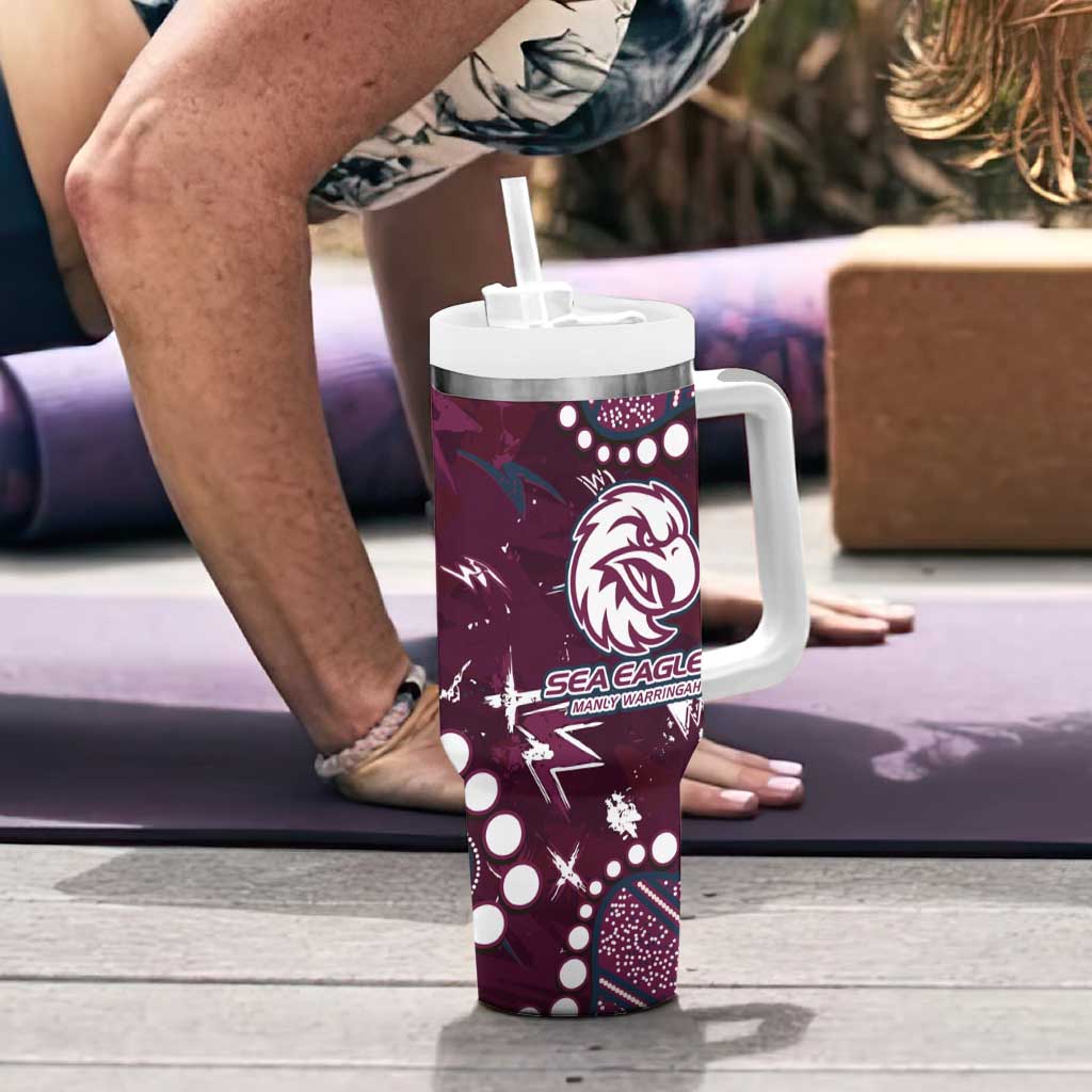 Personalized Manly Warringah Sea Eagles Tumbler With Handle Aboriginal Pattern with Graffiti Style Design