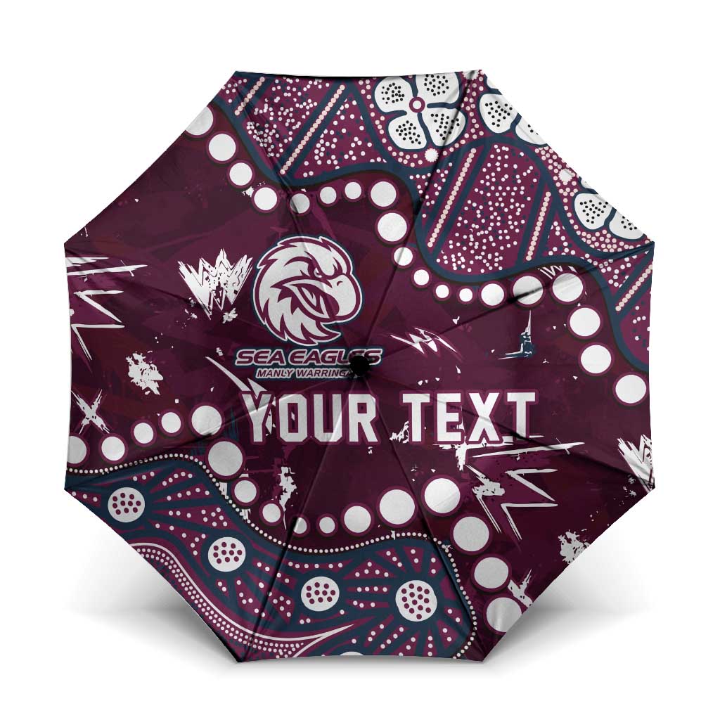 Personalized Manly Warringah Sea Eagles Umbrella Aboriginal Pattern with Graffiti Style Design