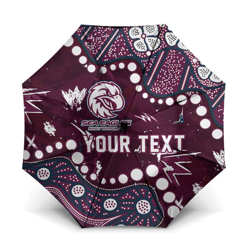 Personalized Manly Warringah Sea Eagles Umbrella Aboriginal Pattern with Graffiti Style Design