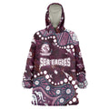 Personalized Manly Warringah Sea Eagles Wearable Blanket Hoodie Aboriginal Pattern with Graffiti Style Design