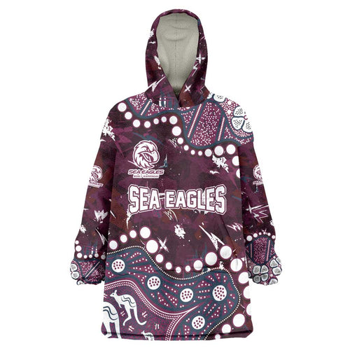 Personalized Manly Warringah Sea Eagles Wearable Blanket Hoodie Aboriginal Pattern with Graffiti Style Design