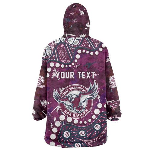 Personalized Manly Warringah Sea Eagles Wearable Blanket Hoodie Aboriginal Pattern with Graffiti Style Design