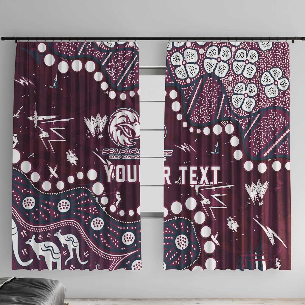 Personalized Manly Warringah Sea Eagles Window Curtain Aboriginal Pattern with Graffiti Style Design