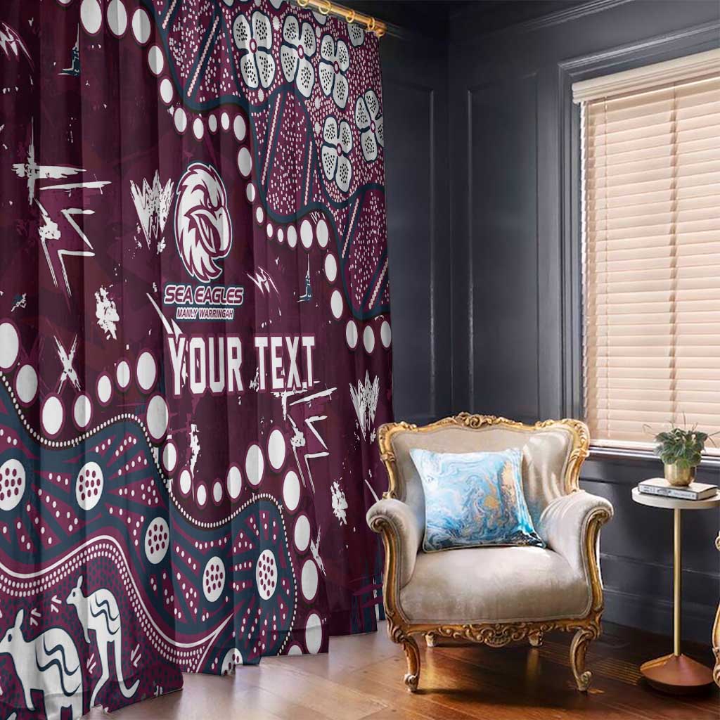 Personalized Manly Warringah Sea Eagles Window Curtain Aboriginal Pattern with Graffiti Style Design