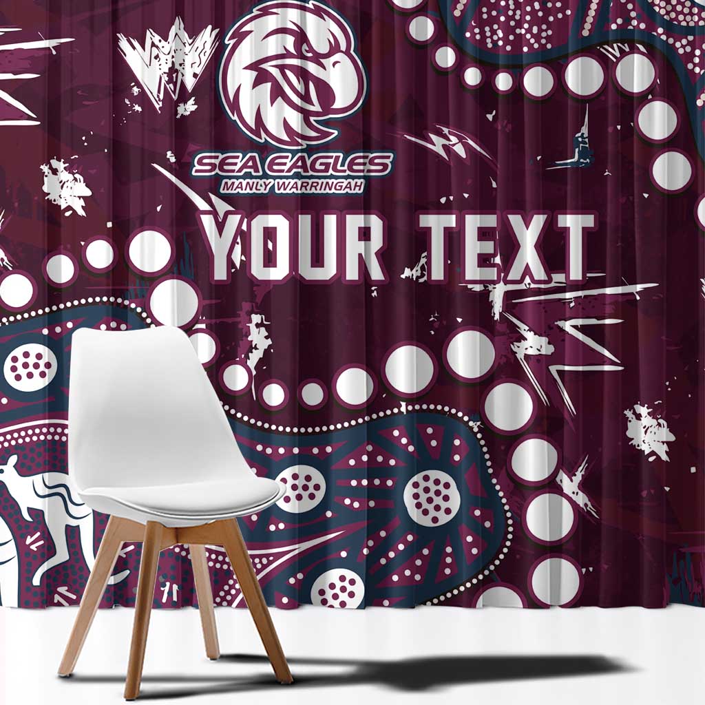 Personalized Manly Warringah Sea Eagles Window Curtain Aboriginal Pattern with Graffiti Style Design