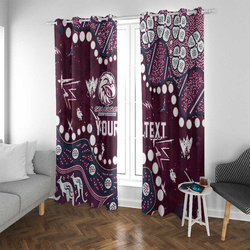 Personalized Manly Warringah Sea Eagles Window Curtain Aboriginal Pattern with Graffiti Style Design