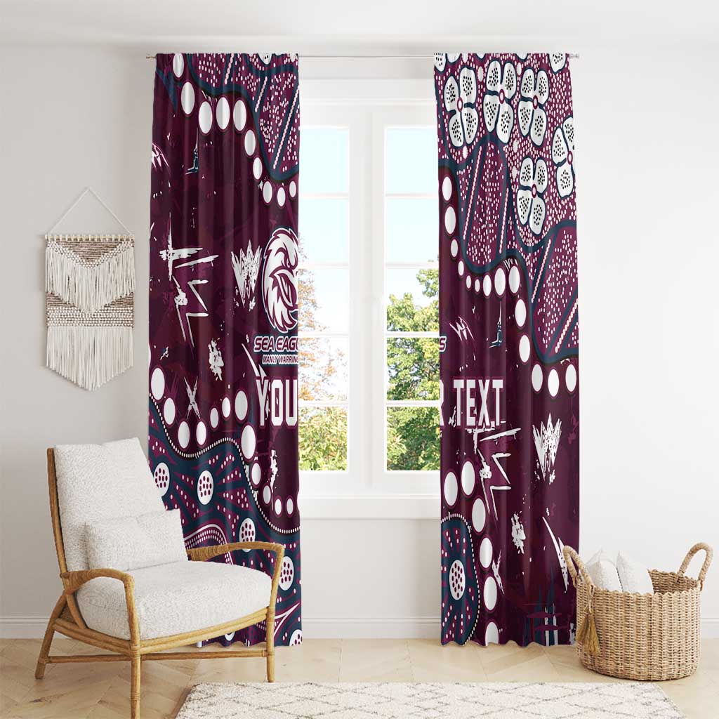 Personalized Manly Warringah Sea Eagles Window Curtain Aboriginal Pattern with Graffiti Style Design