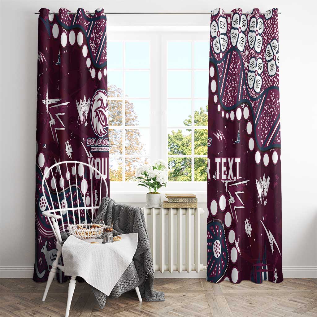 Personalized Manly Warringah Sea Eagles Window Curtain Aboriginal Pattern with Graffiti Style Design