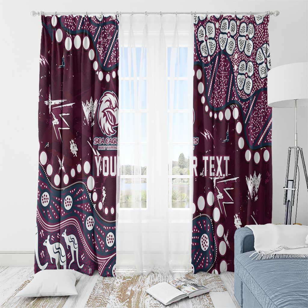 Personalized Manly Warringah Sea Eagles Window Curtain Aboriginal Pattern with Graffiti Style Design