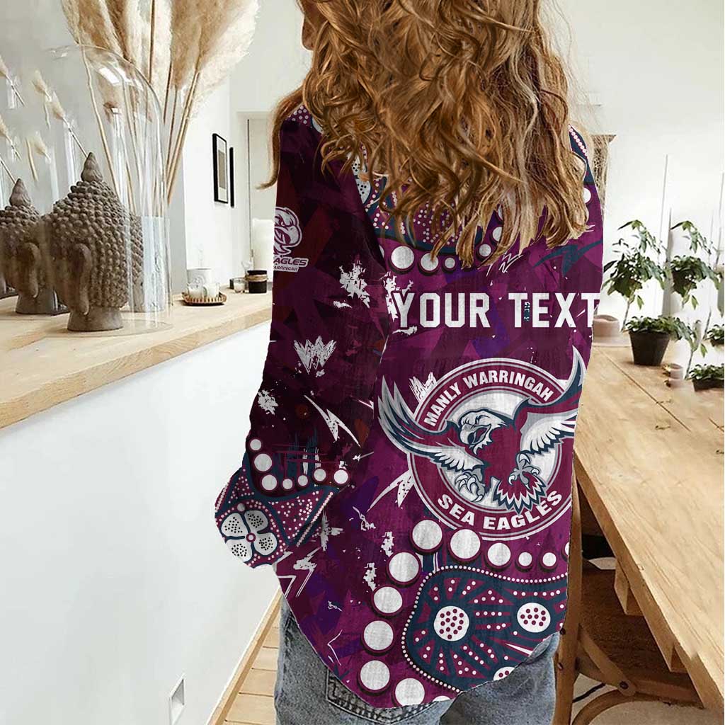 Personalized Manly Warringah Sea Eagles Women Casual Shirt Aboriginal Pattern with Graffiti Style Design