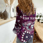 Personalized Manly Warringah Sea Eagles Women Casual Shirt Aboriginal Pattern with Graffiti Style Design