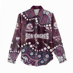 Personalized Manly Warringah Sea Eagles Women Casual Shirt Aboriginal Pattern with Graffiti Style Design