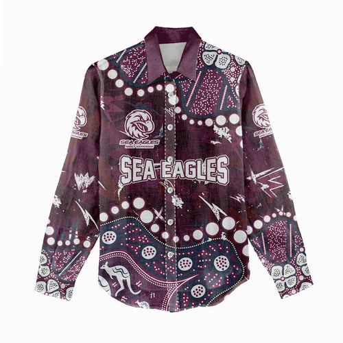 Personalized Manly Warringah Sea Eagles Women Casual Shirt Aboriginal Pattern with Graffiti Style Design