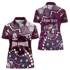 Personalized Manly Warringah Sea Eagles Women Polo Shirt Aboriginal Pattern with Graffiti Style Design