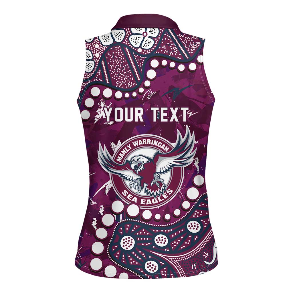 Personalized Manly Warringah Sea Eagles Women Sleeveless Polo Shirt Aboriginal Pattern with Graffiti Style Design