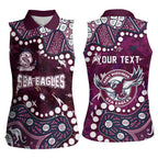 Personalized Manly Warringah Sea Eagles Women Sleeveless Polo Shirt Aboriginal Pattern with Graffiti Style Design