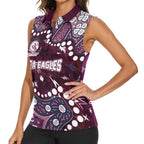 Personalized Manly Warringah Sea Eagles Women Sleeveless Polo Shirt Aboriginal Pattern with Graffiti Style Design