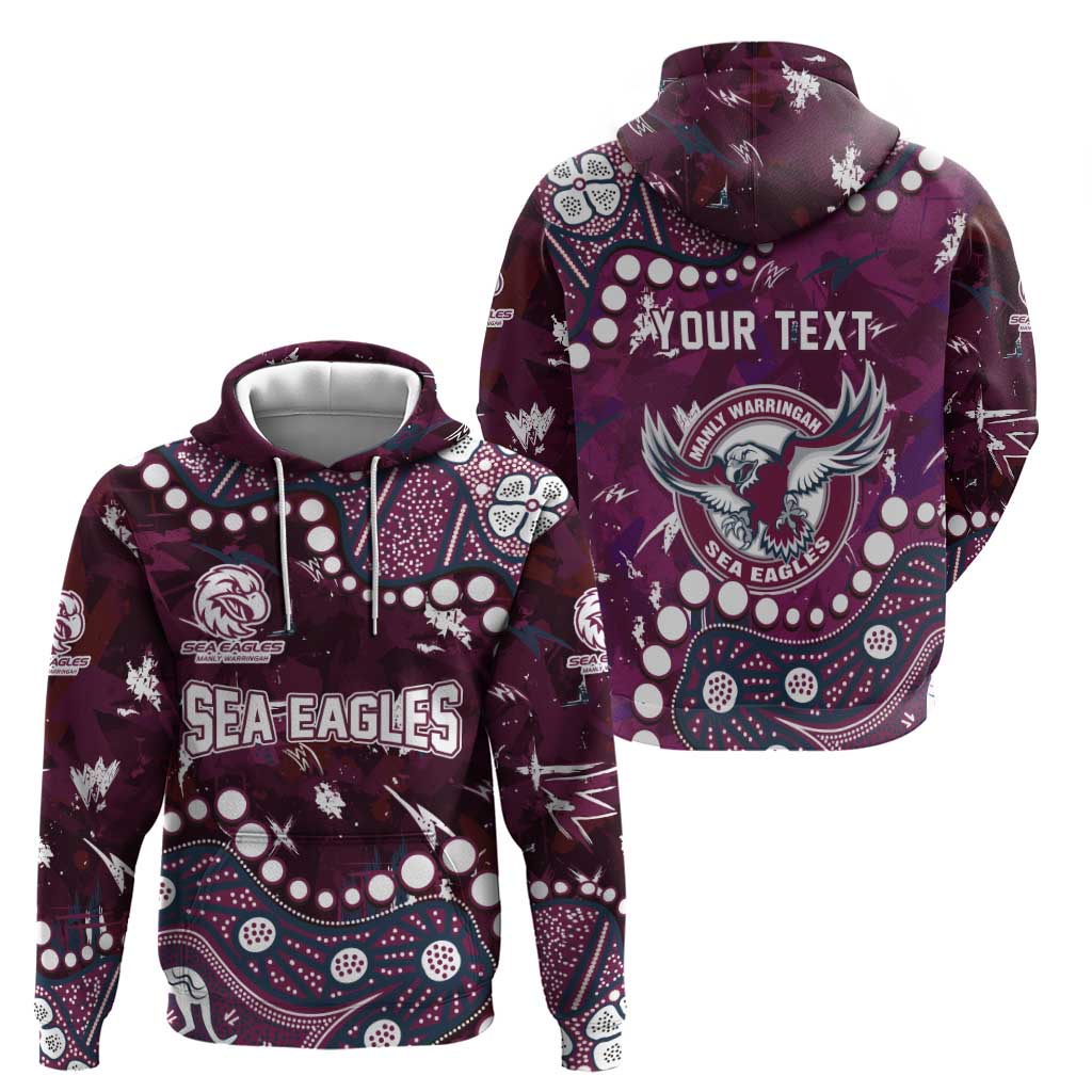 Personalized Manly Warringah Sea Eagles Zip Hoodie Aboriginal Pattern with Graffiti Style Design