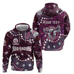 Personalized Manly Warringah Sea Eagles Zip Hoodie Aboriginal Pattern with Graffiti Style Design