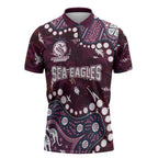 Personalized Manly Warringah Sea Eagles Zipper Polo Shirt Aboriginal Pattern with Graffiti Style Design