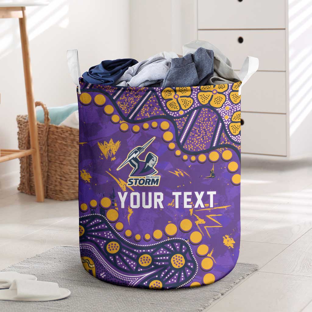 Personalized Melbourne Storm Laundry Basket Aboriginal Pattern with Graffiti Style Design