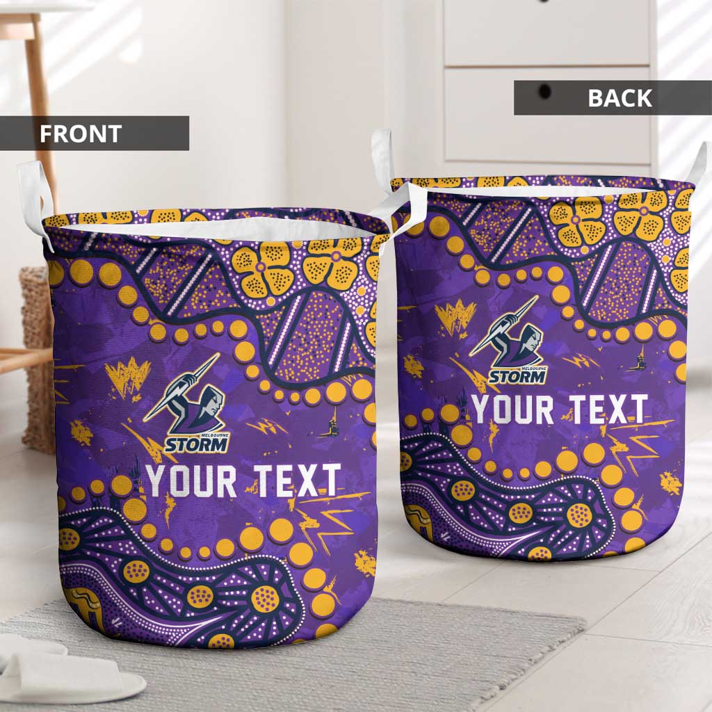 Personalized Melbourne Storm Laundry Basket Aboriginal Pattern with Graffiti Style Design