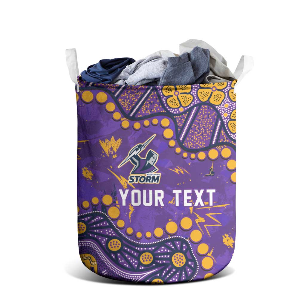 Personalized Melbourne Storm Laundry Basket Aboriginal Pattern with Graffiti Style Design